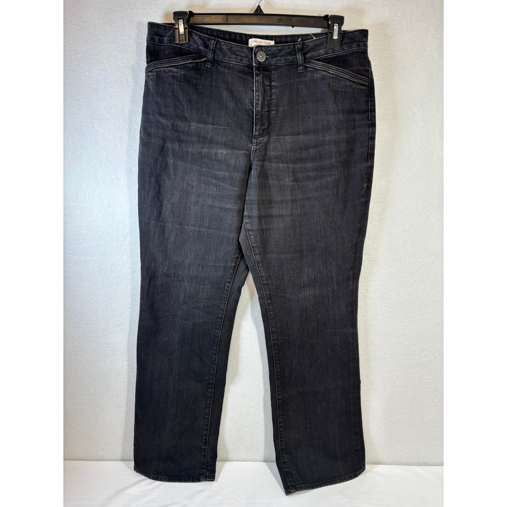 Coldwater Creek Natural Fit Women's Size 16 Black Straight Leg Jeans Stretch